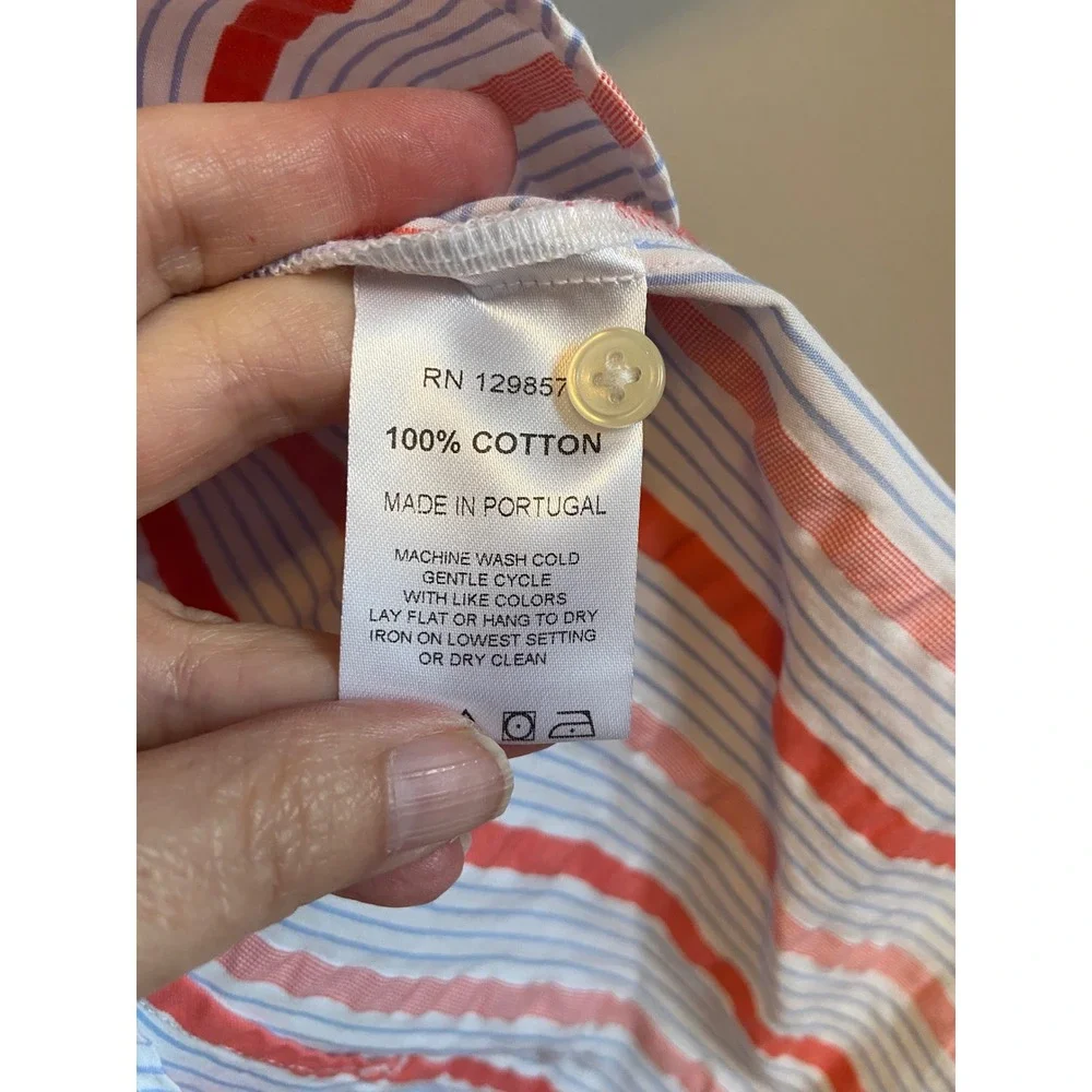 The Shirt Rochelle Behrens Blue Striped Puff Sleeve Button Down Shirt S - Picture 7 of 7